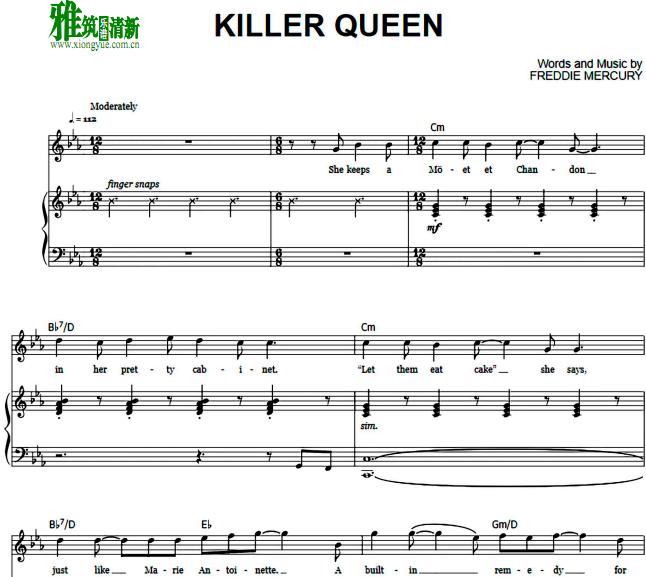 Killer Queen钢琴伴奏谱