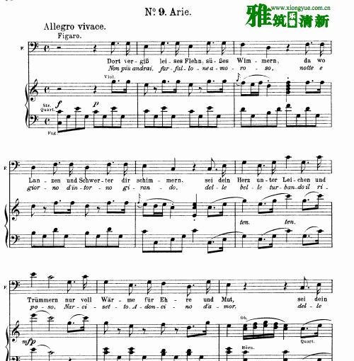 费加罗的婚礼 你不要再去做情郎Non piùandrai 钢琴伴奏谱 声乐谱