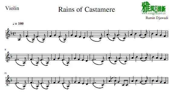 权力的游戏 卡斯特梅的雨季The Rains of Castamere小提琴谱