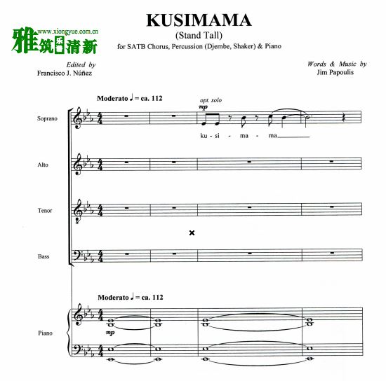 Kusimama (Stand Tall)四声部混声合唱钢琴伴奏谱 SATB