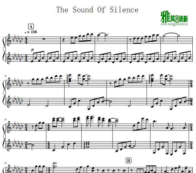 寂静之声The Sound Of Silence钢琴谱
