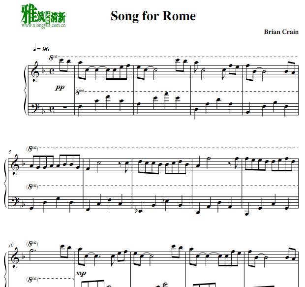 Brian Crain - Song for Rome钢琴谱