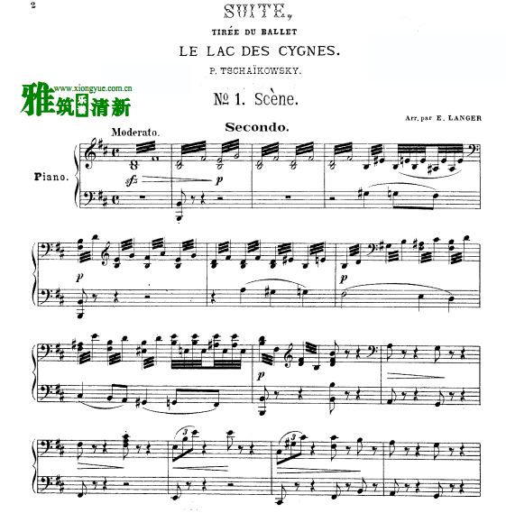 柴可夫斯基 天鹅湖组曲 Op.20a 四手联弹钢琴谱