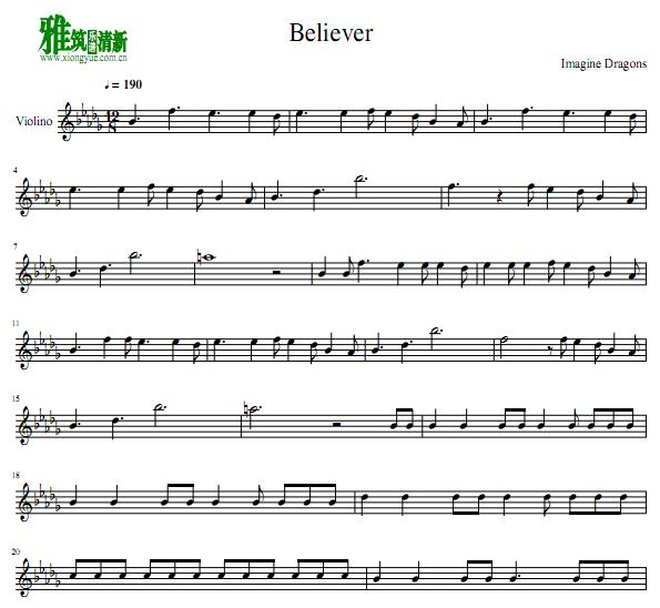 IMAGINE DRAGONS - Believer 小提琴谱