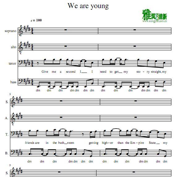 Pentatonix - We Are Young 阿卡贝拉谱 Bbox版