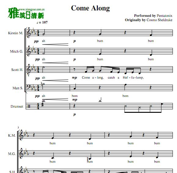 PTX - Come Along 合唱谱