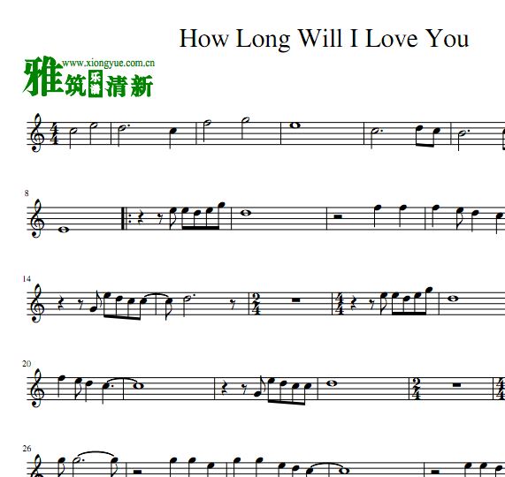 How Long Will I Love You小提琴谱