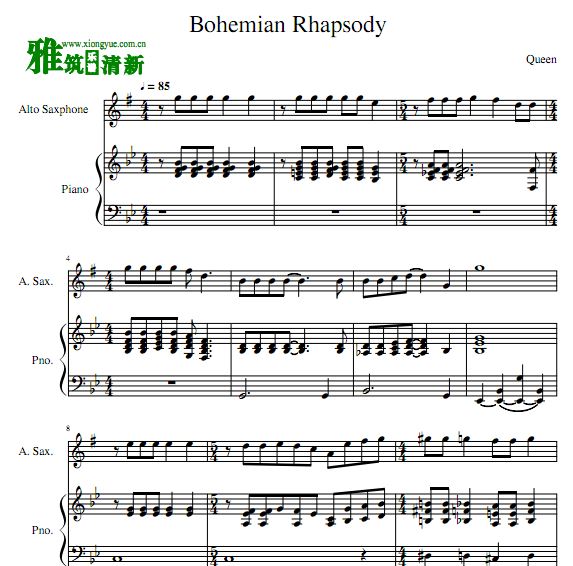 Bohemian Rhapsody萨克斯钢琴合奏谱