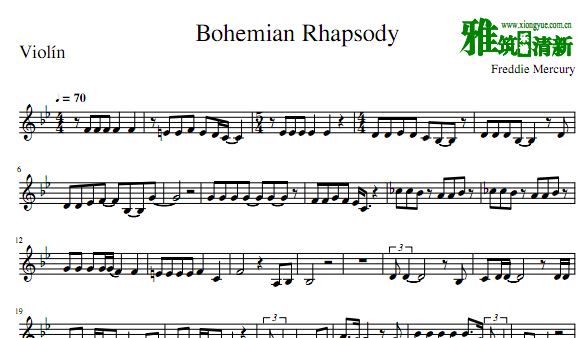 Bohemian Rhapsody 波西米亚狂想曲小提琴谱 