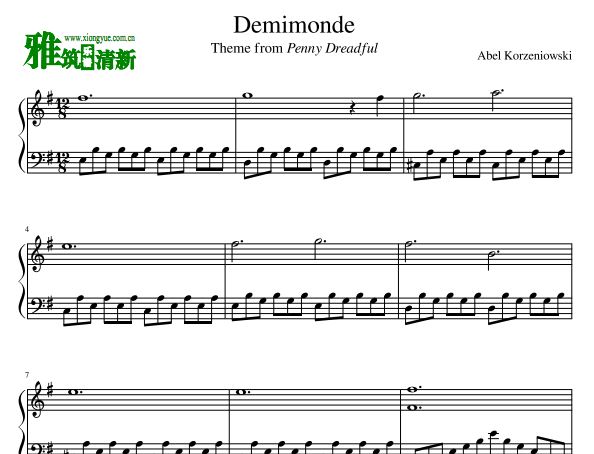 低俗怪谈主题曲 Demimonde钢琴谱