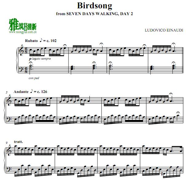 Ludovico Einaudi - birdsong钢琴谱