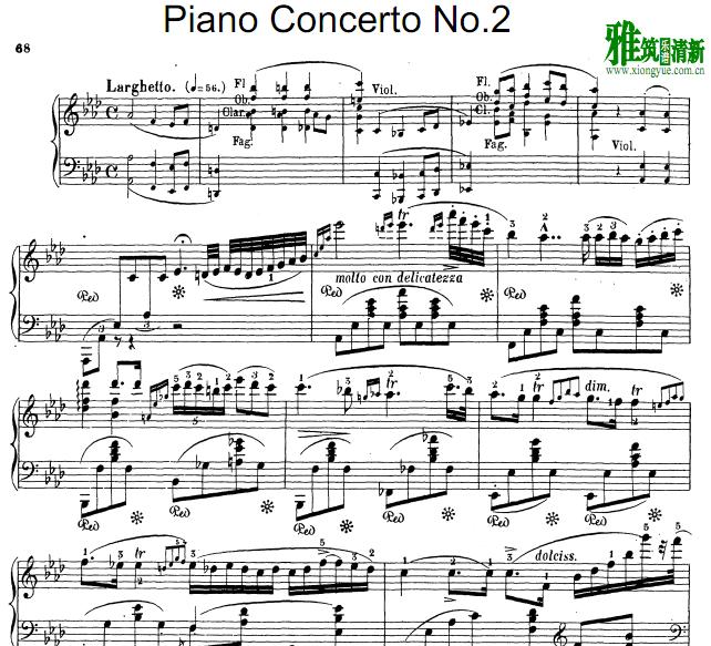 肖邦第二钢琴协奏曲Piano Concerto No.2 第二乐章钢琴谱