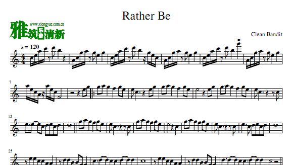 Rather Be 长笛谱