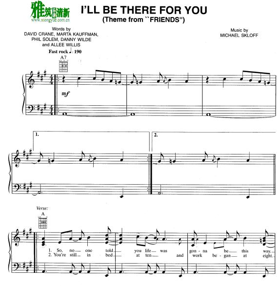 老友记Friends - I'll be there for you钢琴谱
