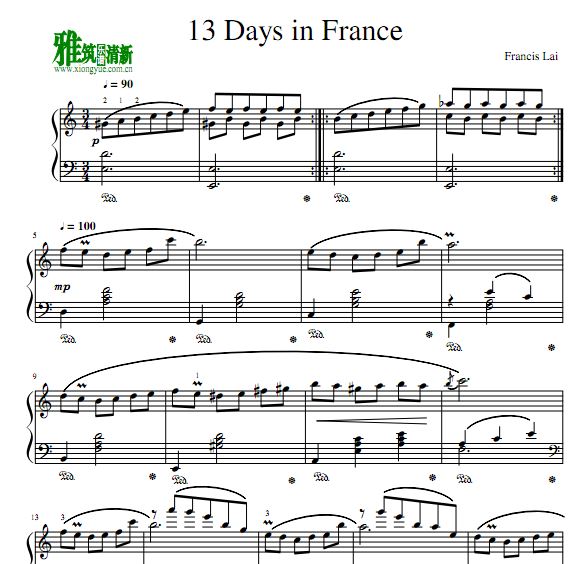 Fancis Lai - 13 Days in France钢琴谱