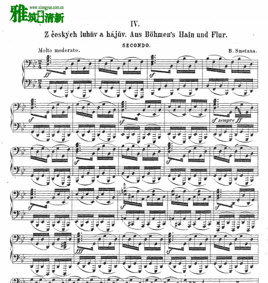 Smetana  波希米亚的森林与草原四手联弹钢琴谱