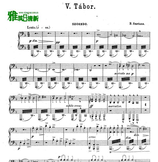 Smetana 塔波尔小镇Tabor四手联弹谱
