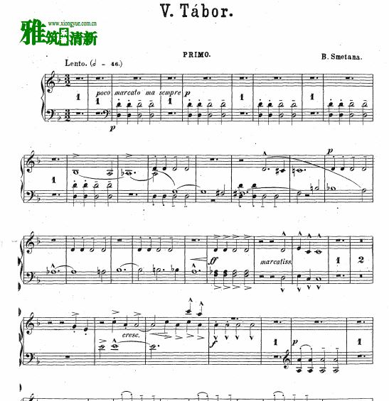 Smetana - Tabor塔波尔小镇四手联弹谱