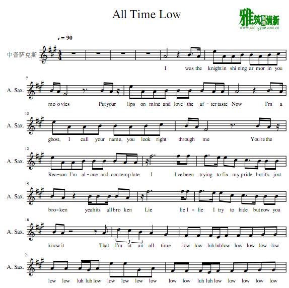 All Time Low萨克斯谱