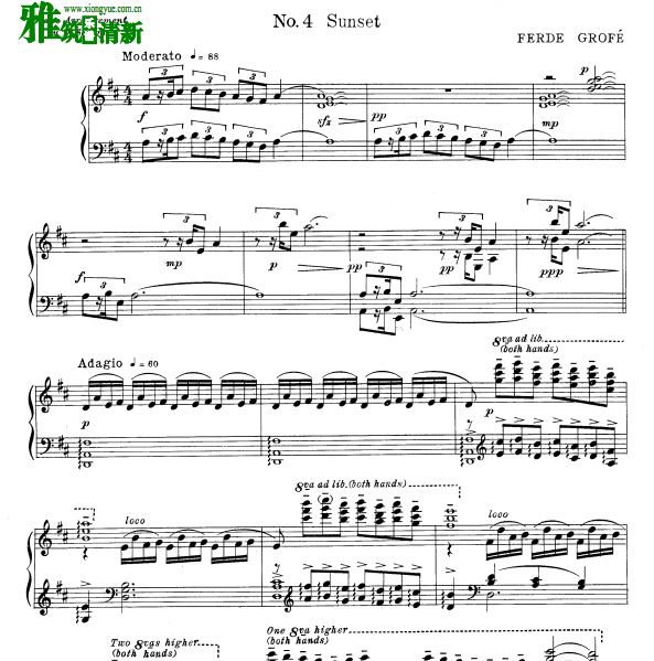 格罗菲 大峡谷组曲 第4乐章 日落钢琴谱