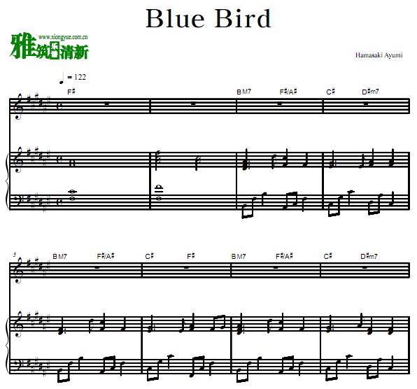 滨崎步 Blue Bird 伴奏钢琴谱