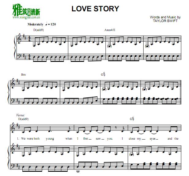 Taylor Swift - Love Story钢琴伴奏谱
