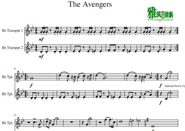 The Avengers小号二重奏谱