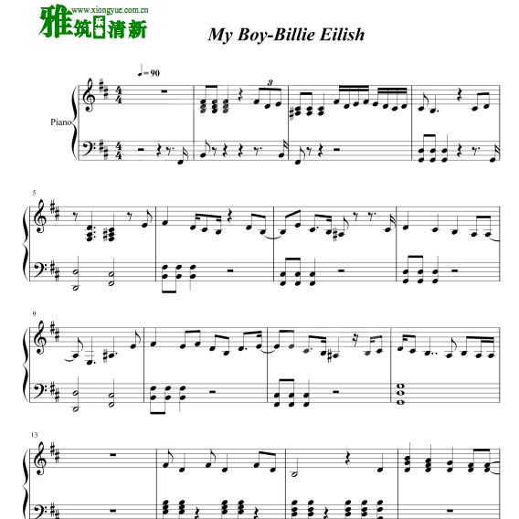 Billie Eilish - My Boy钢琴独奏谱