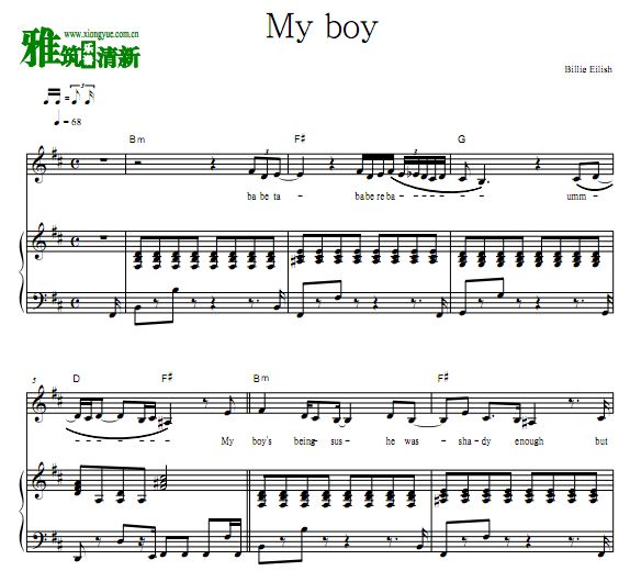 BILLIE EILISH - My boy 钢琴伴奏谱