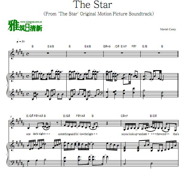 Mariah Carey 圣诞星主题曲 the star 弹唱钢琴谱