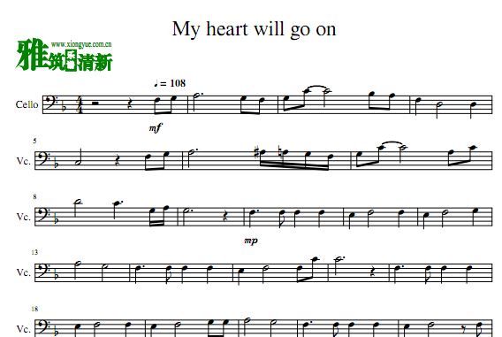 My heart will go on大提琴谱
