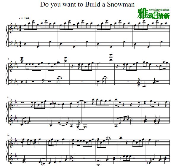 冰雪奇缘 Do You Wanna Build a Snowman钢琴谱