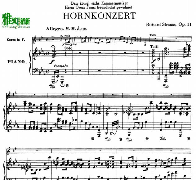 理查德施特劳斯第一圆号协奏曲钢琴伴奏谱 Op.11