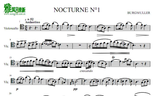 Burgmuller 布格缪勒的夜曲 Nocturne No1大提琴谱
