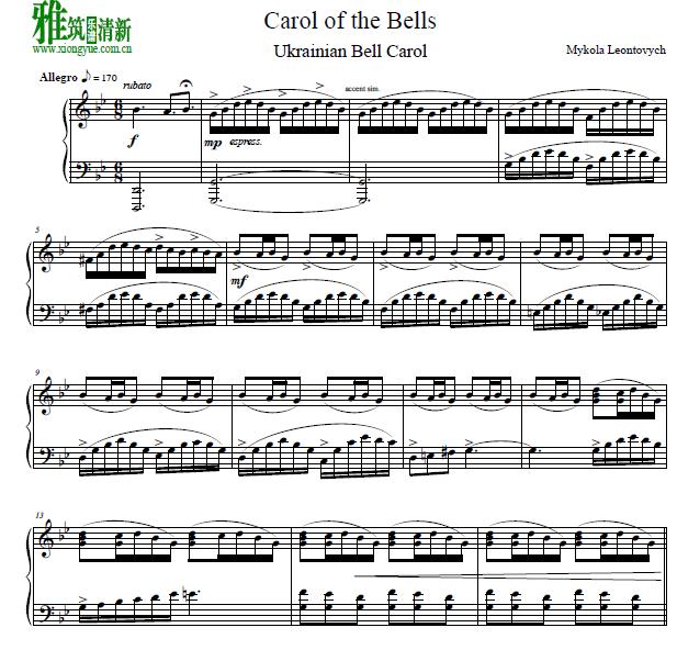 Marioverehrer版carol of the bells钢琴谱