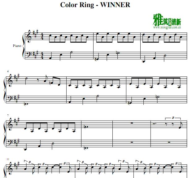 Winner - 彩铃钢琴谱