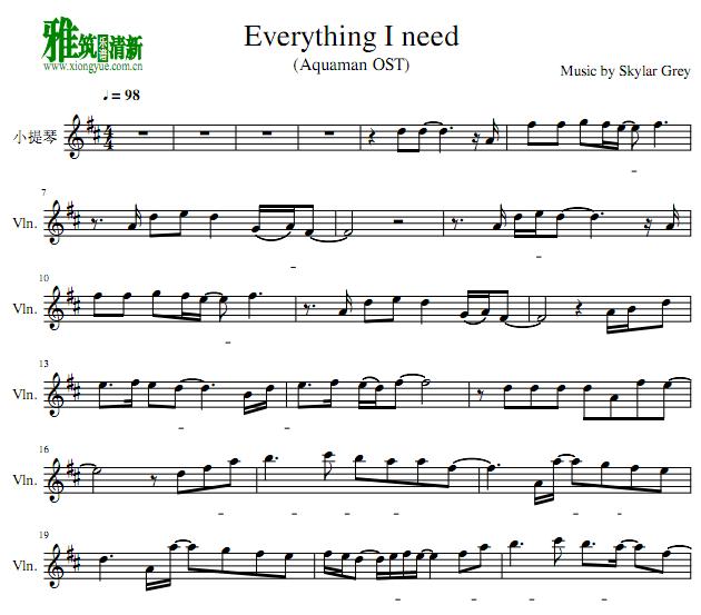 Everything I need小提琴谱