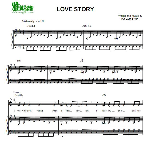 TAYLOR SWIFT - love stroy钢琴伴奏谱
