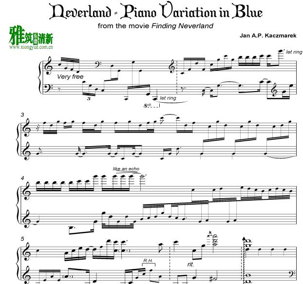 寻找梦幻岛 - Finding Neverland - Piano Variation in Blue钢琴谱