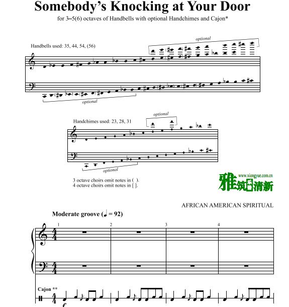 Somebody's Knocking at Your Door手铃谱