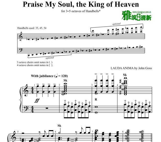 Praise My Soul, the King of Heaven手摇铃谱