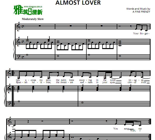 A Fine Frenzy - Almost Lover钢琴弹唱谱