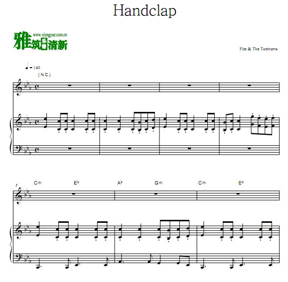 Fitz & The Tantrums - Handclap 钢琴伴奏谱