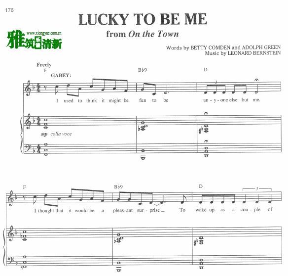 歌剧On the Town － Lucky to Be Me幸运的我声乐钢琴谱