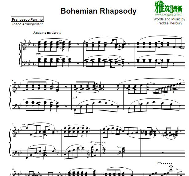 Francesco Parrino版 Bohemian Rhapsody钢琴谱