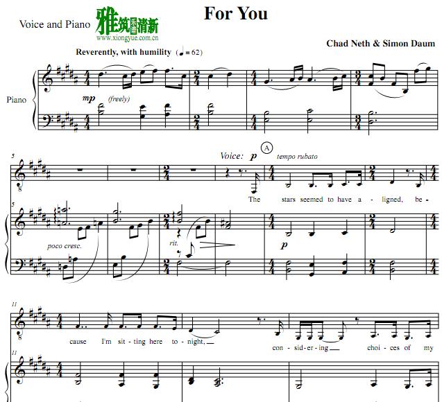 simon daum - For You钢琴伴奏谱