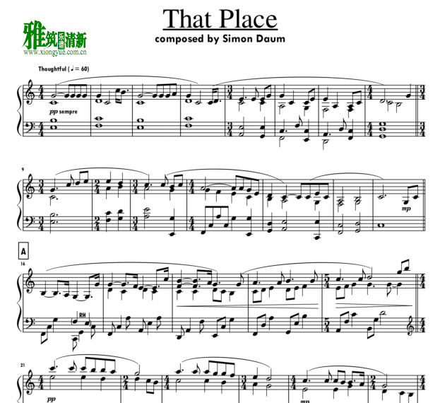 simon daum - That Place钢琴谱