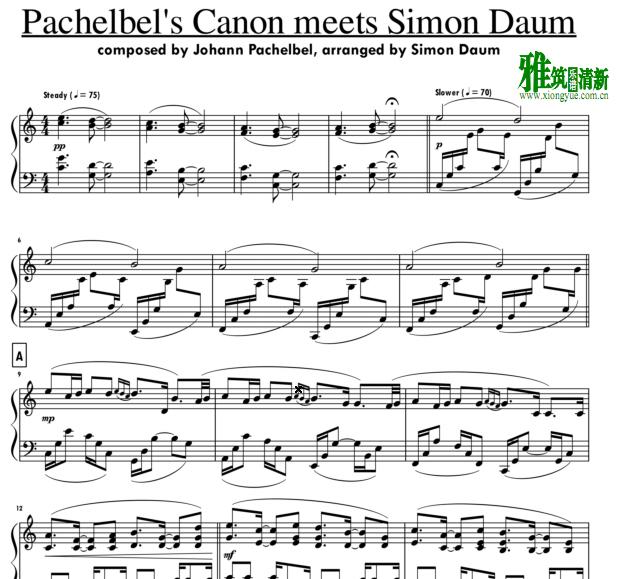 simon daum - canon钢琴谱