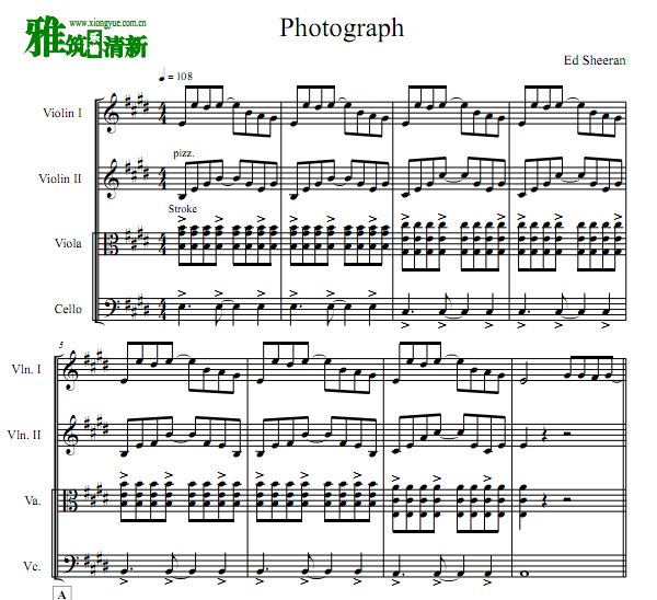 Photograph 弦乐四重奏谱