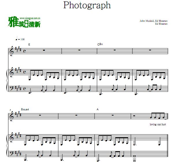 Ed Sheeran - Photograph钢琴伴奏谱